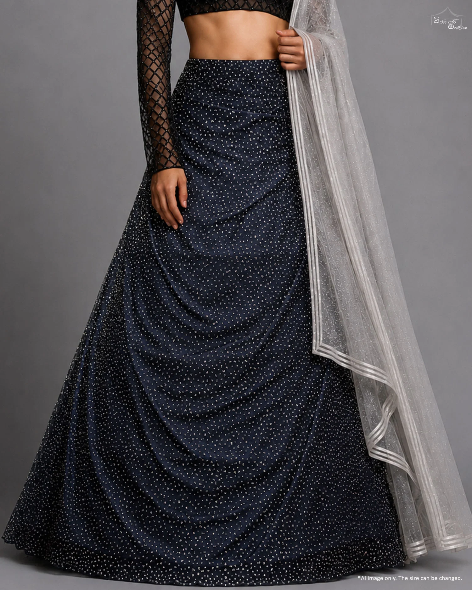 Midnight Glitter Lace Fabric | Wijaya Saree Mandiraya idnight Glitter Lace Fabric by Wijaya Saree Mandiraya