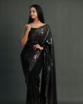Black Chiffon Full Sequence Work Saree